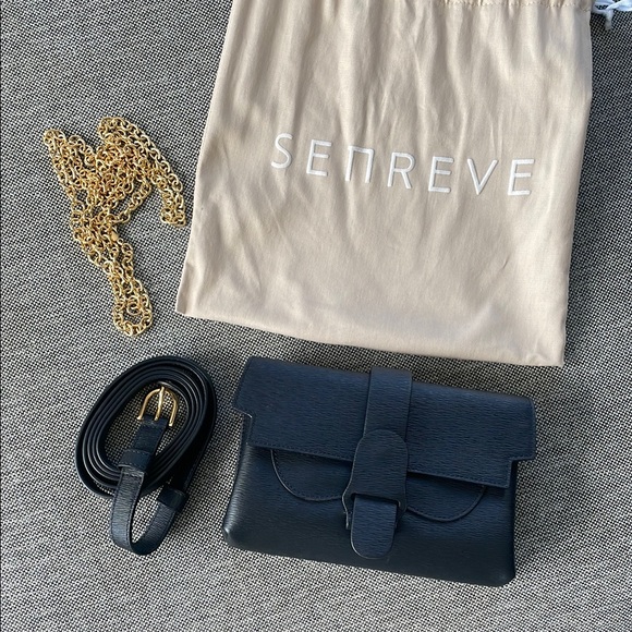 Senreve Aria Black Leather Crossbody/ Belt Bag Clutches Wristlets